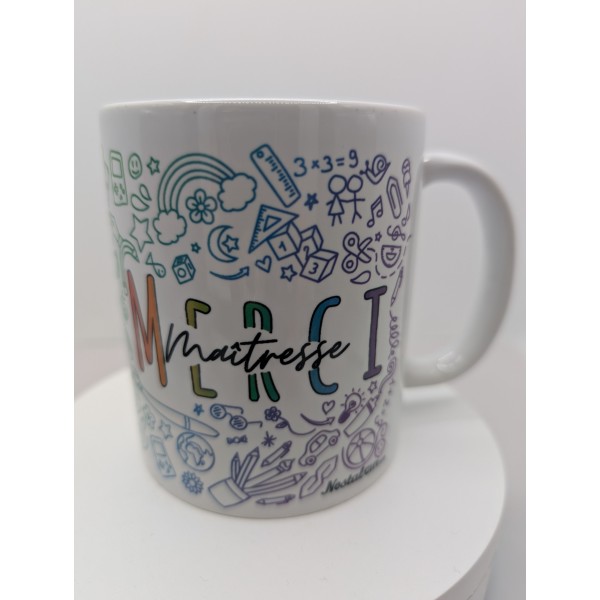 Mug merci maîtresse arc en ciel