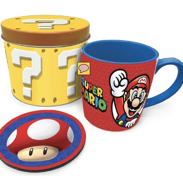 Mug en boîte +sous verre Mario