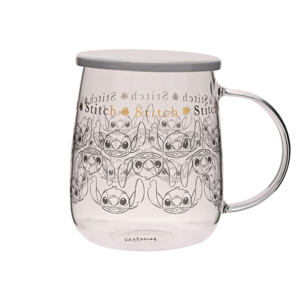 Mug verre Stitch avec couvercle